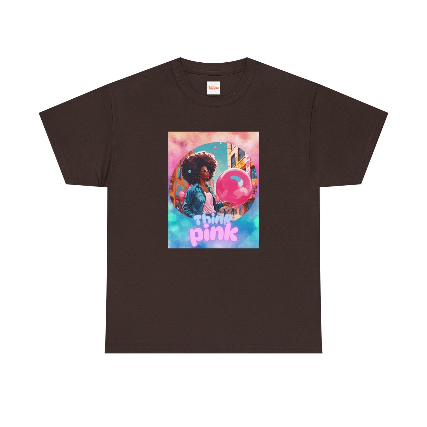 Think Pink Graphic Tee, Black Woman T-Shirt