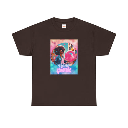 Think Pink Graphic Tee, Black Woman T-Shirt
