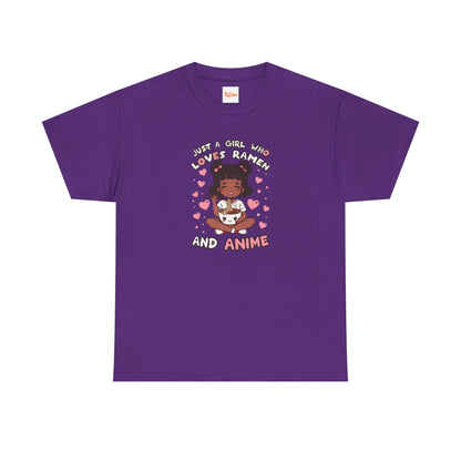 Just a Girl Who Loves Ramen and Anime T-Shirt — African American Anime Girl Graphic