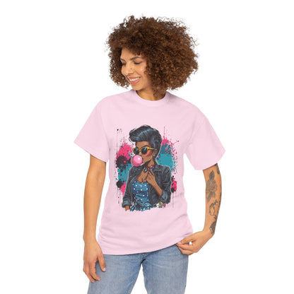 Bubblegum Pop Tee — African American Woman Graphic Paint-Splatter Design