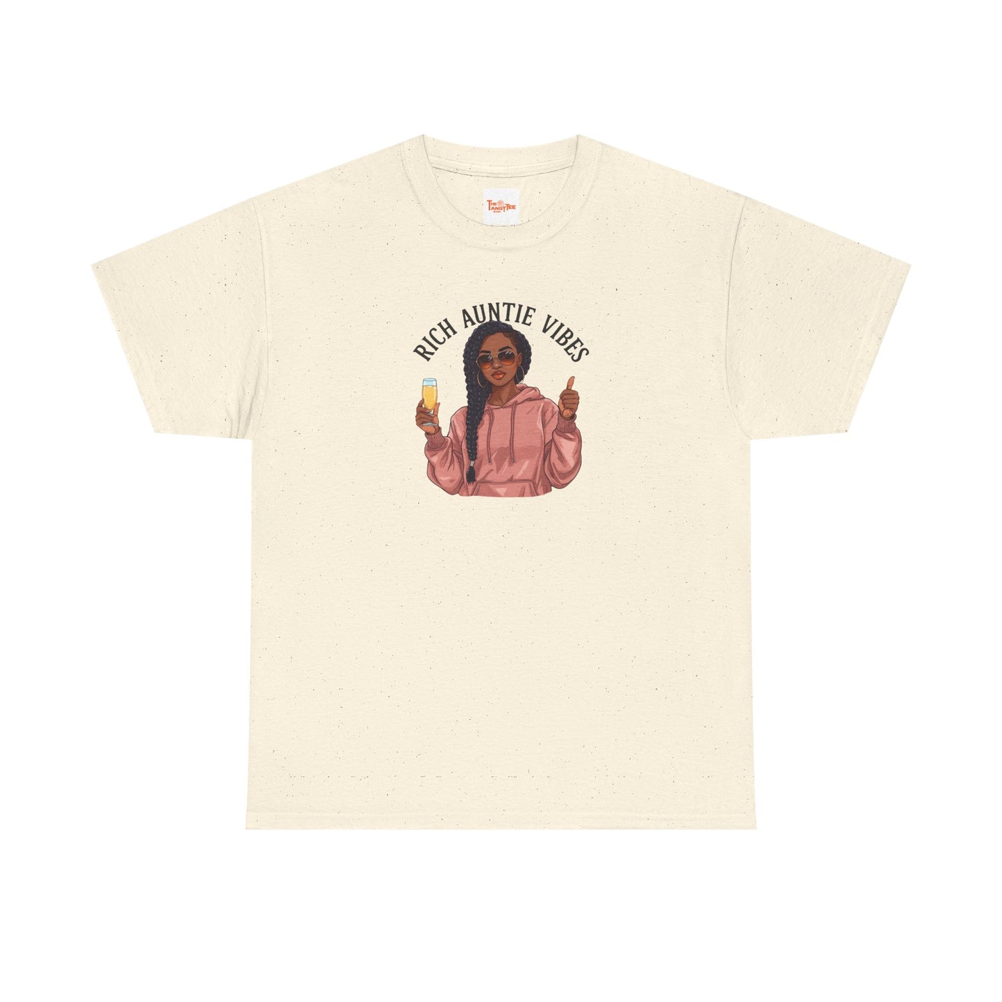 Rich Auntie Vibes T-Shirt — Black Woman Champagne Graphic