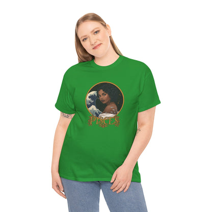 Pisces Art Nouveau T-Shirt — African American Woman with Silver Fish Tattoo