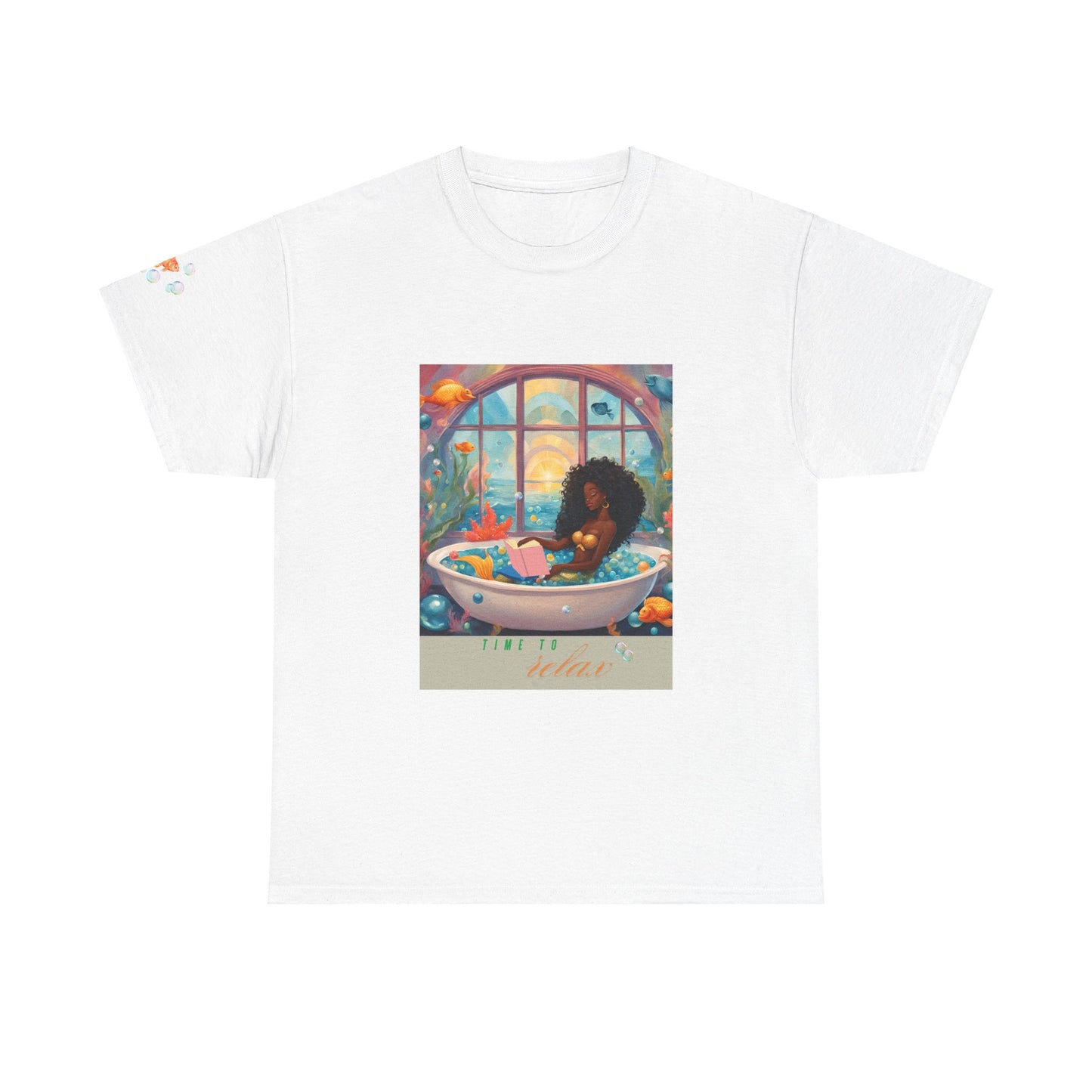 Tee - Time to Relax Black Mermaid in a Bathtub Graphic Shirt