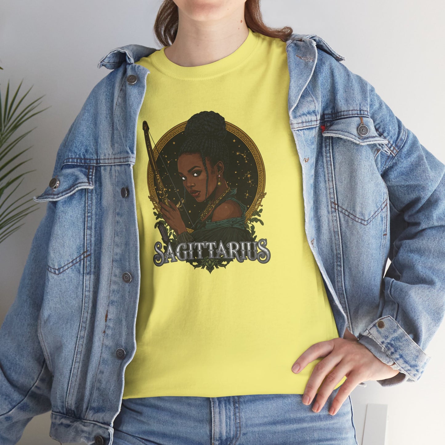 Sagittarius Art Nouveau Tee — African American Archer Zodiac Graphic
