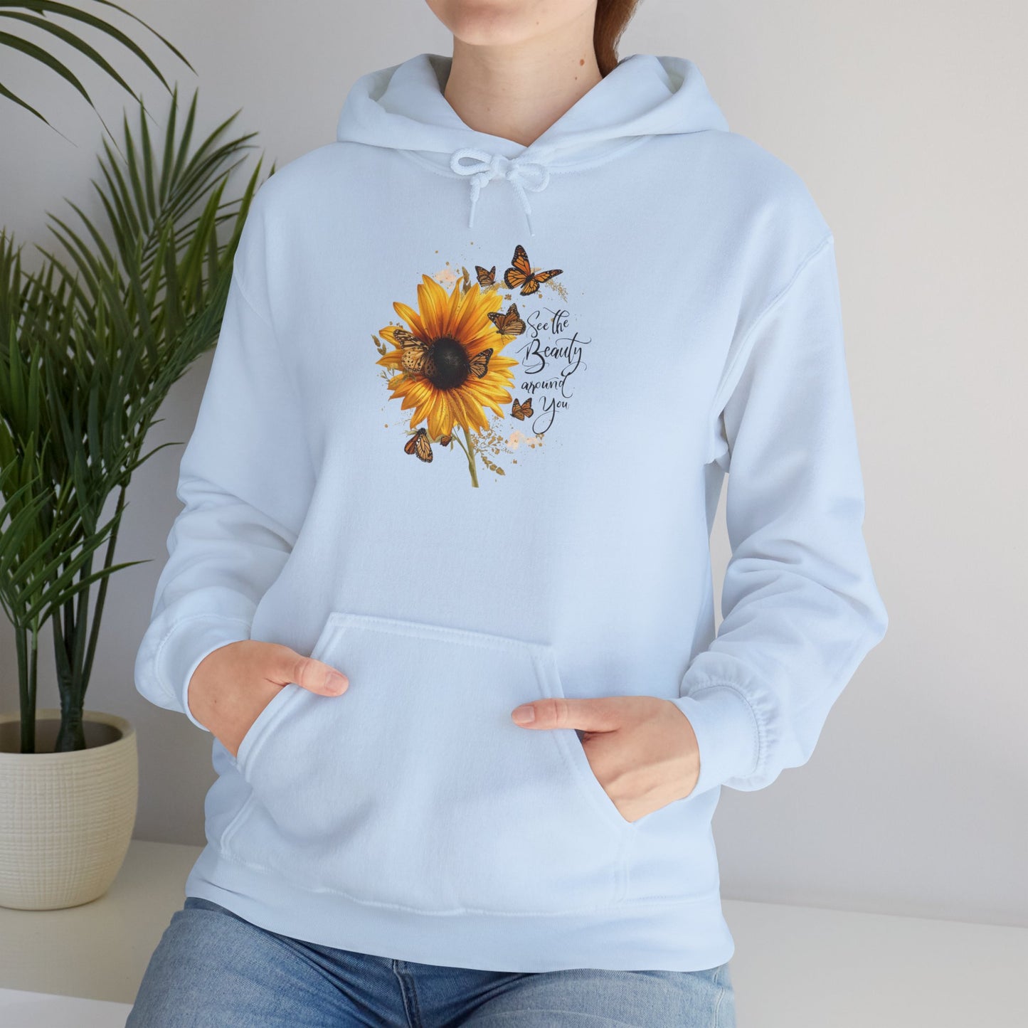 See the Beauty Around You Sunflower & Monarch Hoodie