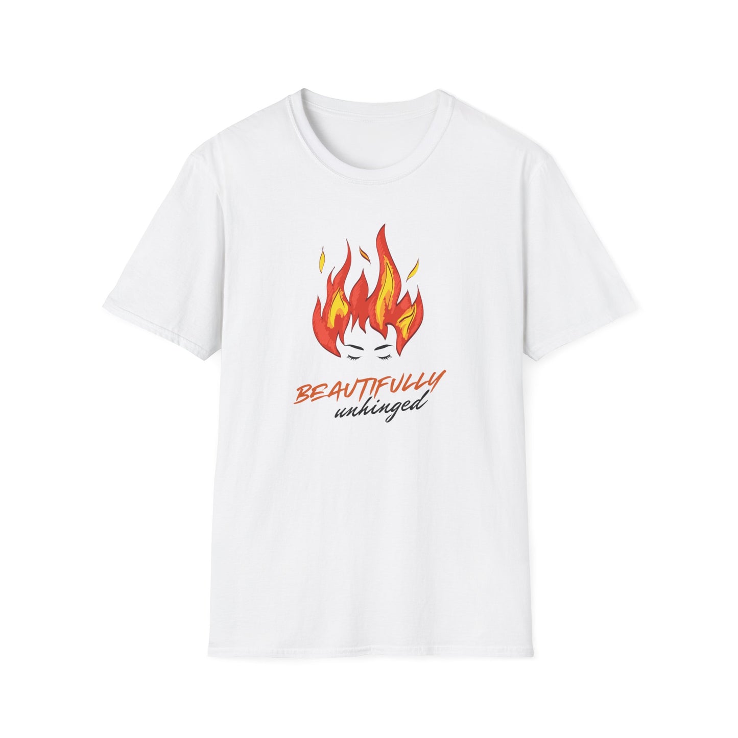 Beautifully Unhinged Fire Hair Tee — Woman’s Face Graphic T-Shirt