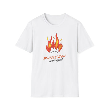 Beautifully Unhinged Fire Hair Tee — Woman’s Face Graphic T-Shirt