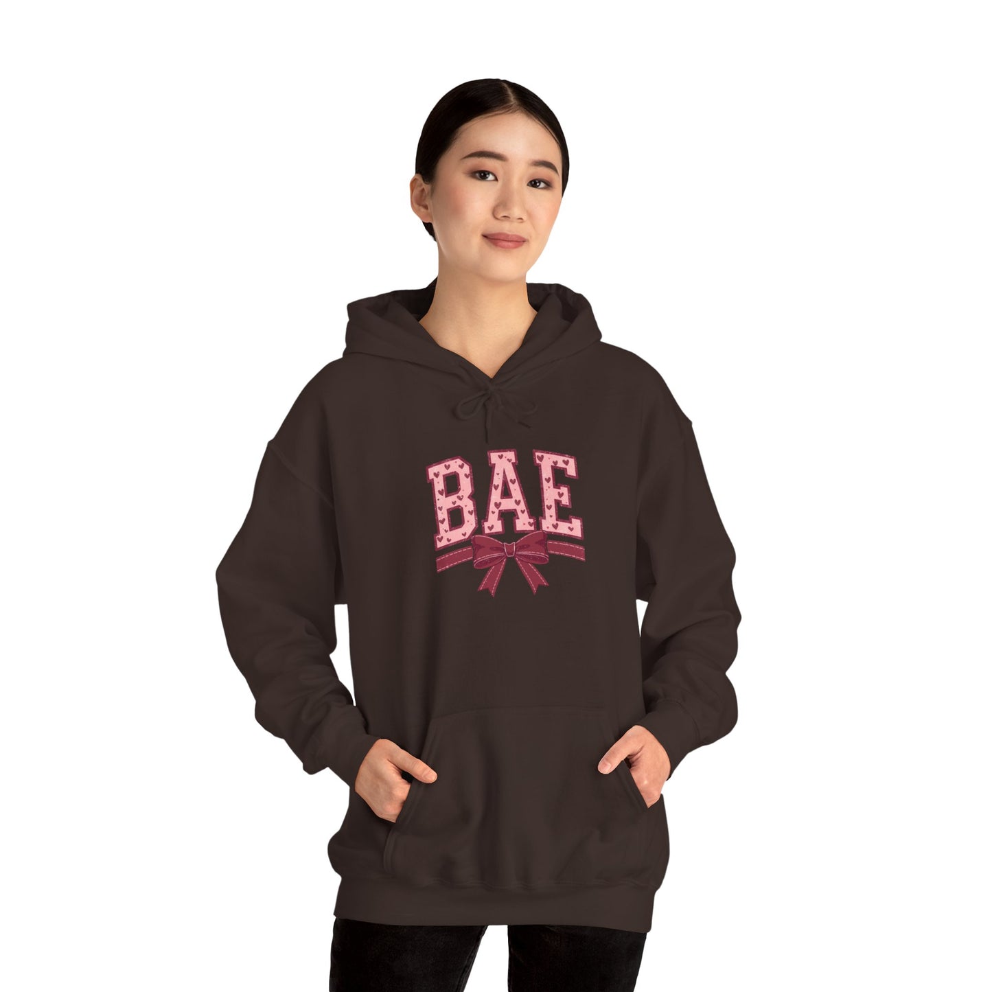 Bae Pink Bow Hoodie — Cute Graphic Pullover for Couples & Gifts