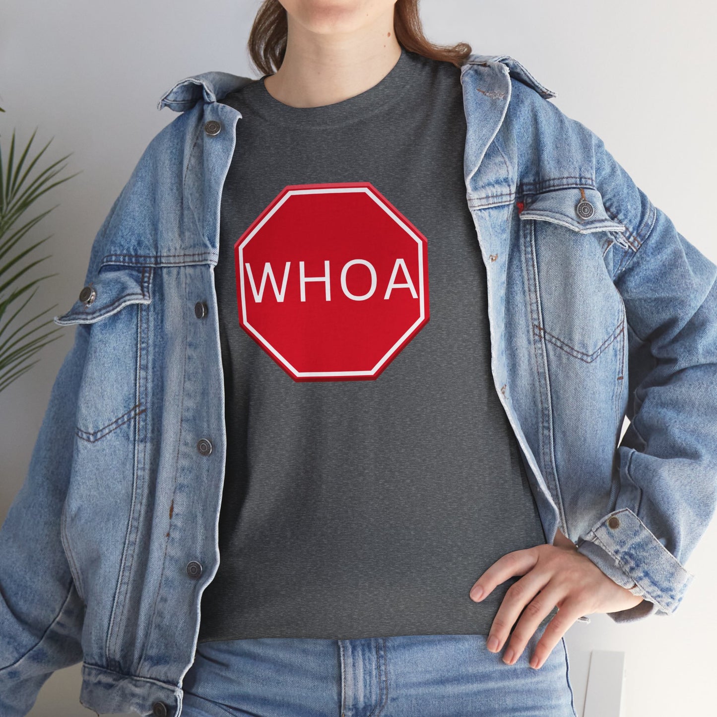 Whoa Graphic Red Octagon Sign Unisex Tee