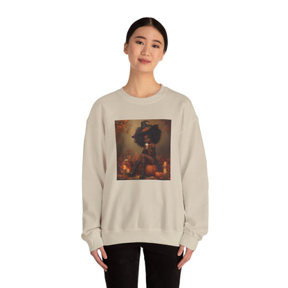 Black Witch Pumpkin Spice Latte Sweatshirt, Halloween Crewneck Jumper