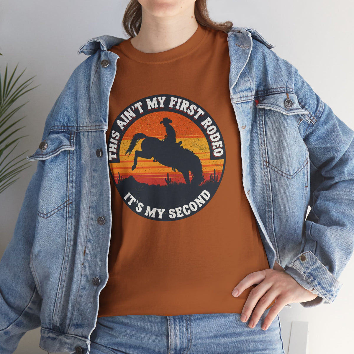 This Ain't My First Rodeo Tee — Backwards Bronco Sunset Cowboy Shirt