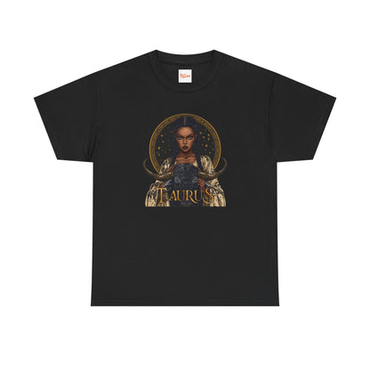 Taurus Art Nouveau Tee — African American Woman & Bull Zodiac Graphic