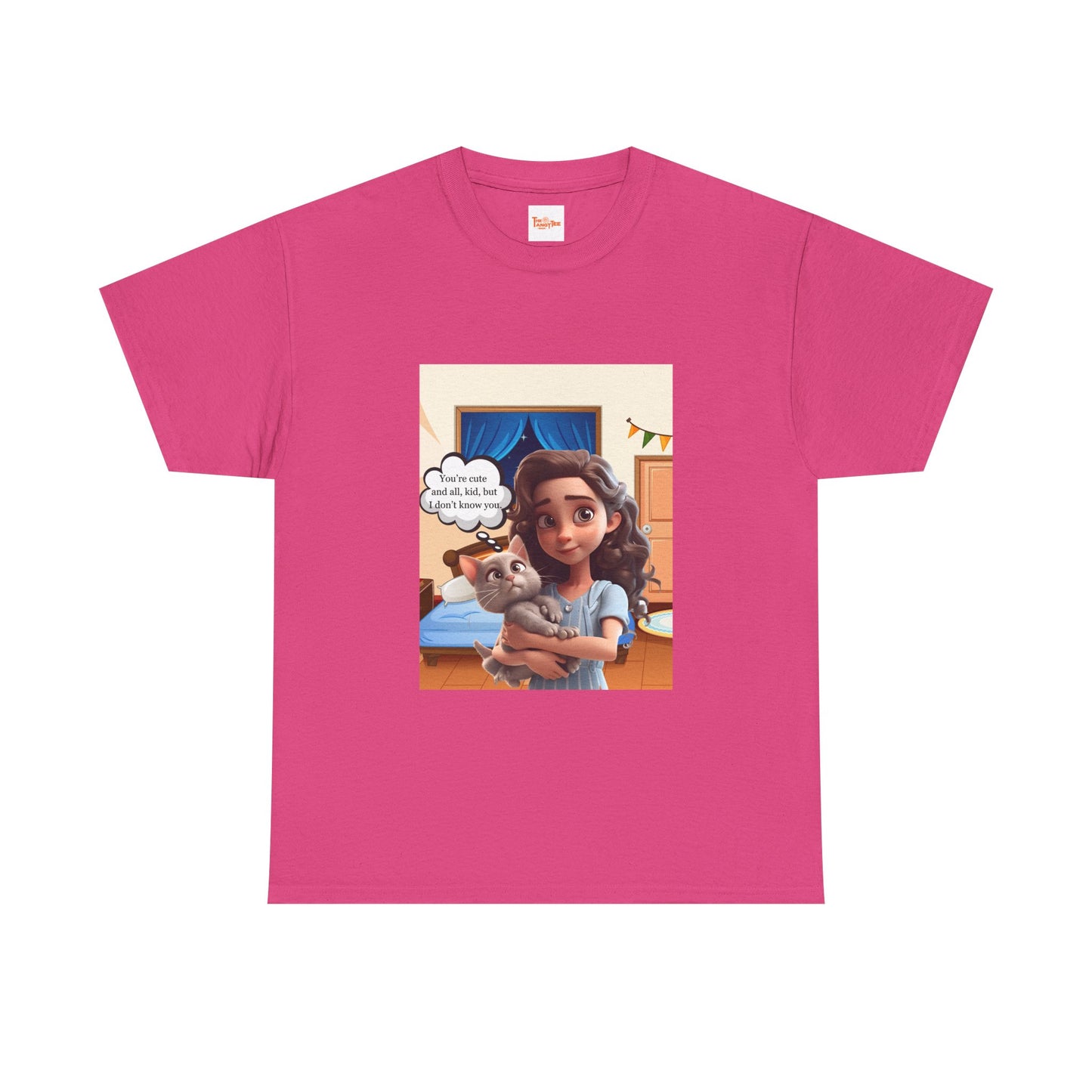 Graphic Little Girl Holding Kitten Unisex Tee