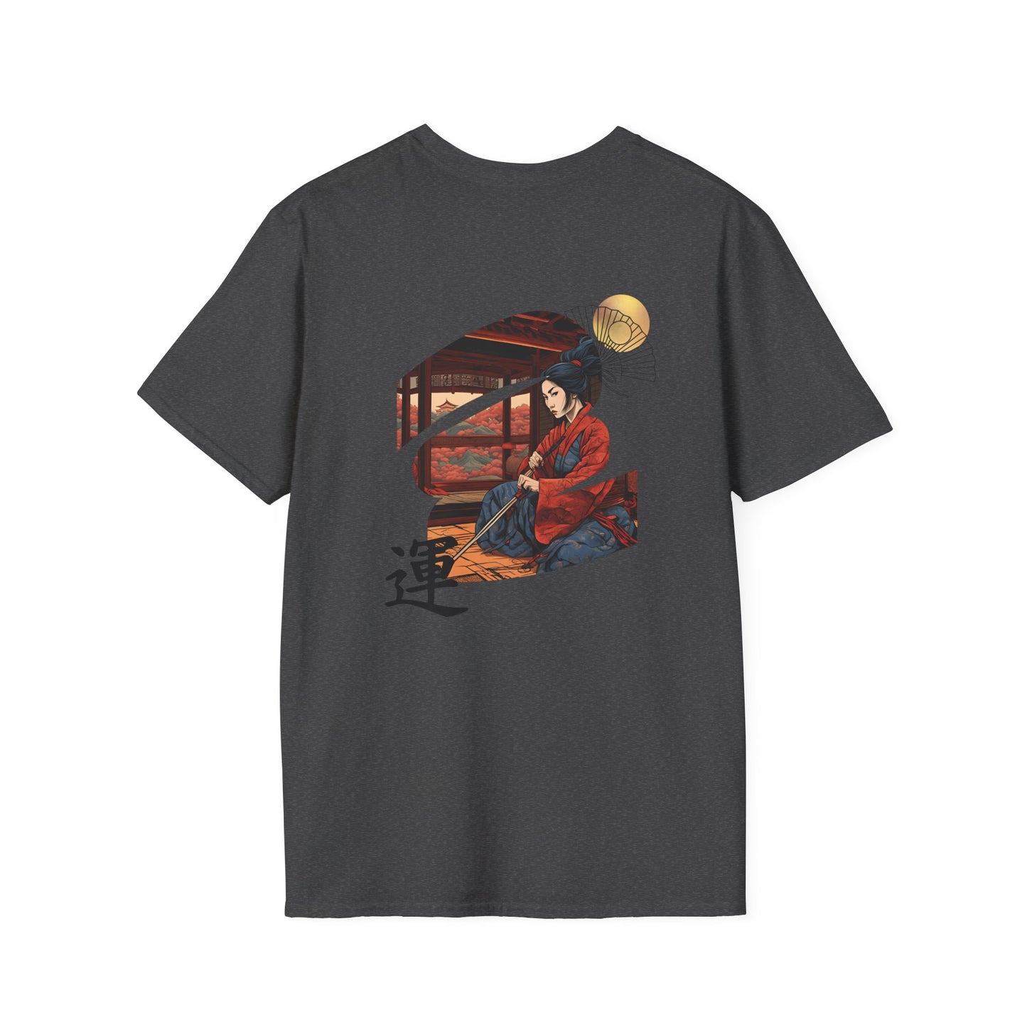 Ninja Graphic Unisex T-Shirt with Japanese Symbol for Good Luck