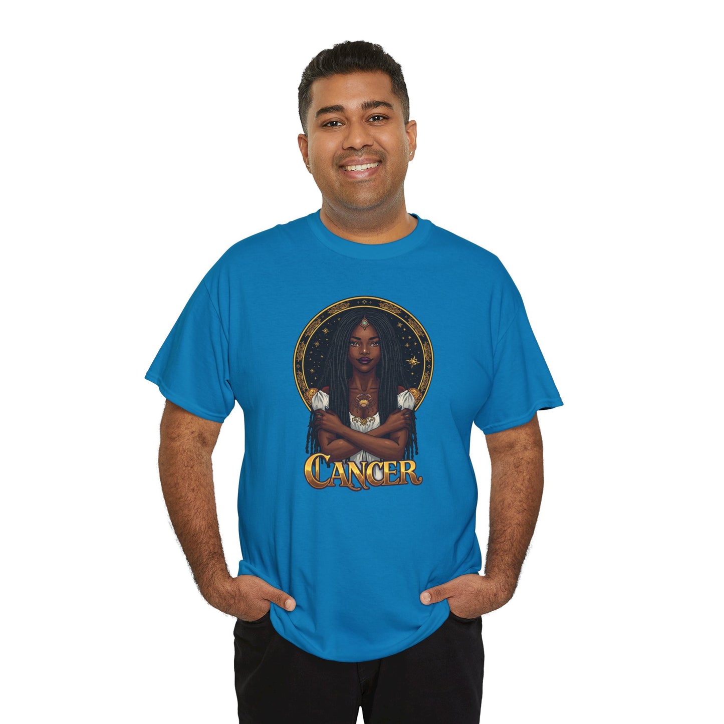Cancer Zodiac T-Shirt — Art Nouveau African American Woman with Crab Graphic