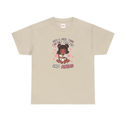 Just a Girl Who Loves Ramen and Anime T-Shirt — African American Anime Girl Graphic