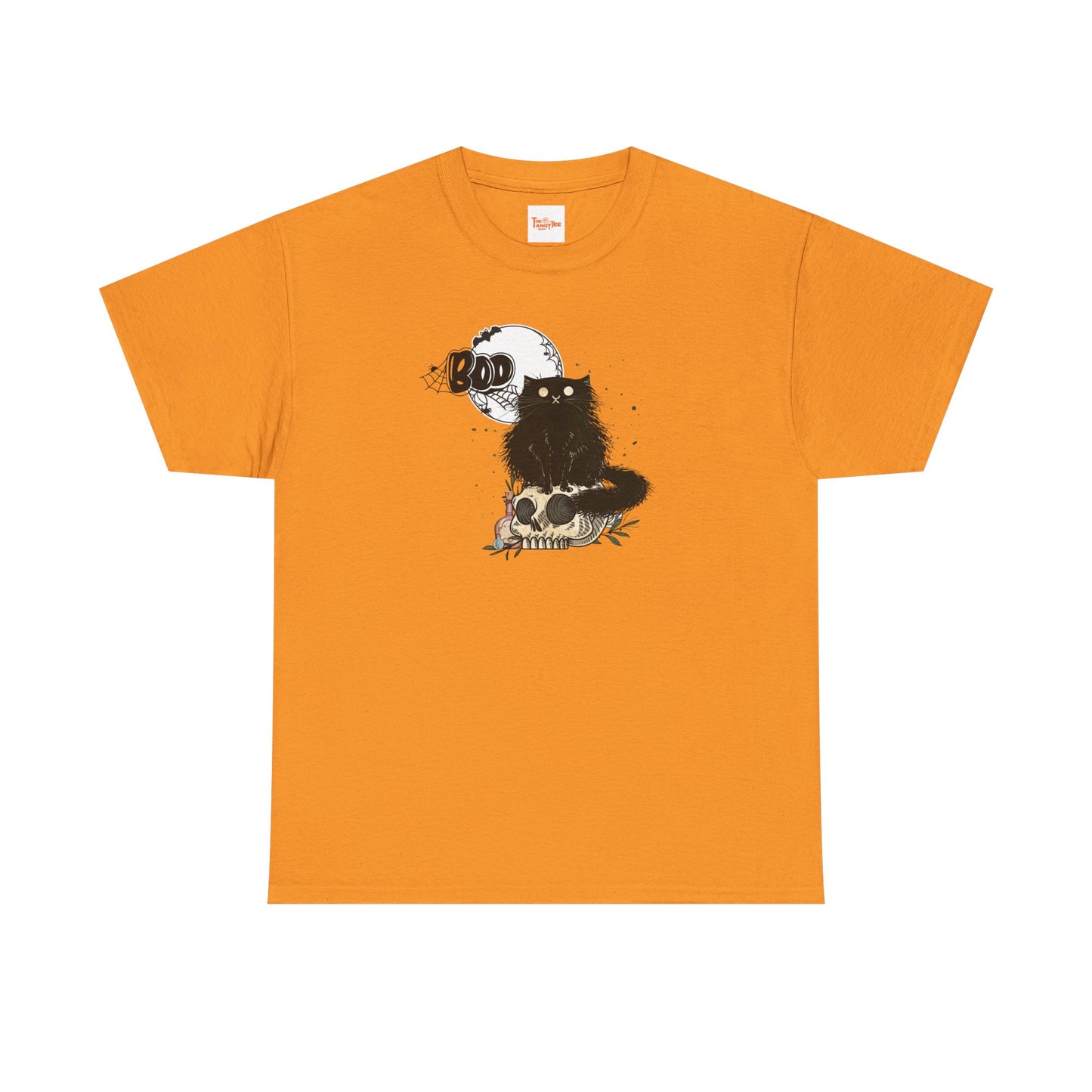 Halloween Unisex Tee with Black Cat and Skull Graphic