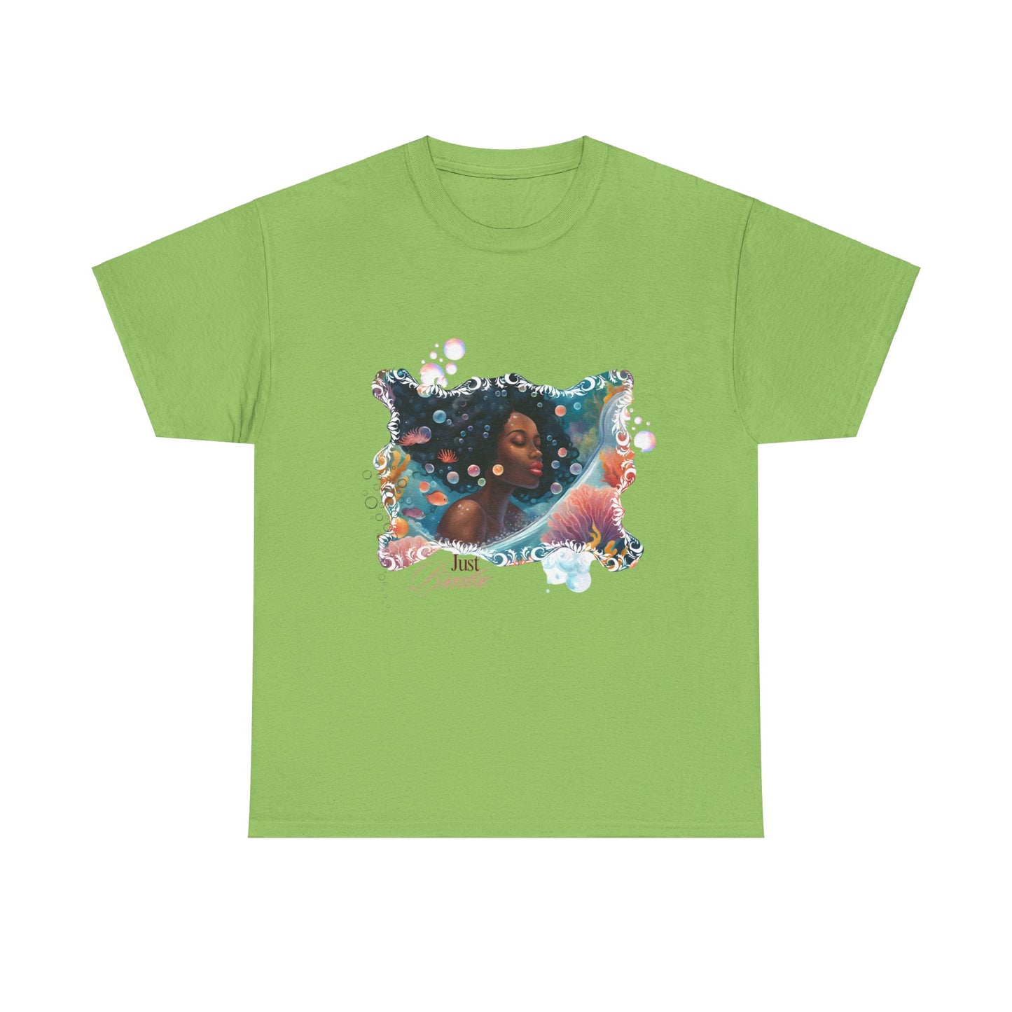 Just Breathe Unisex Tee - Graphic of Black Woman in the Bath