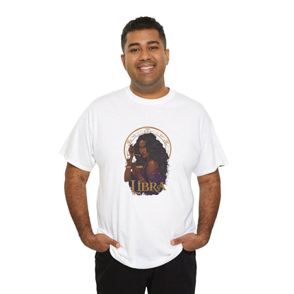 Libra Art Nouveau Tee — African American Woman with Scales Zodiac Shirt