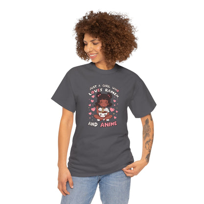 Just a Girl Who Loves Ramen and Anime T-Shirt — African American Anime Girl Graphic