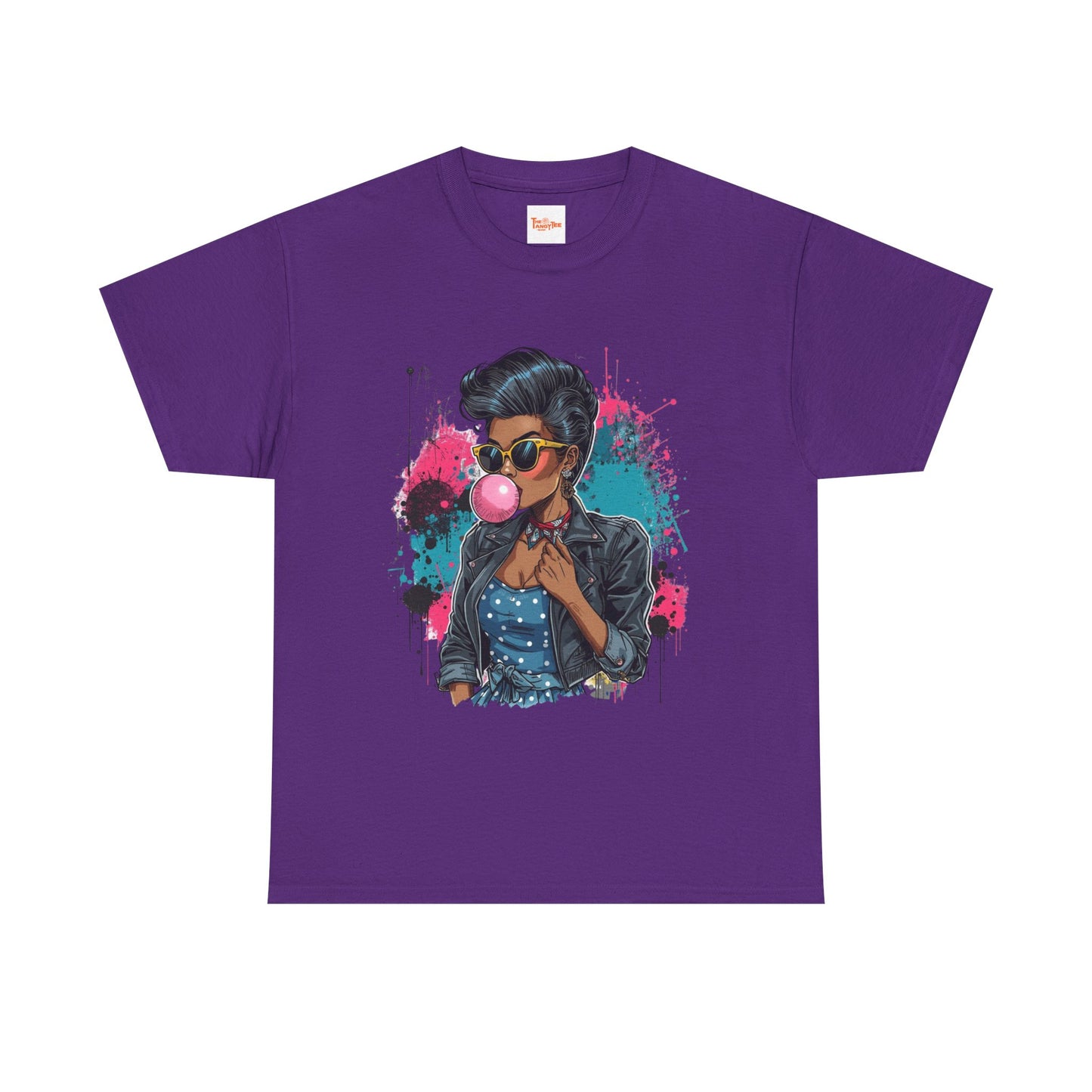 Bubblegum Pop Tee — African American Woman Graphic Paint-Splatter Design