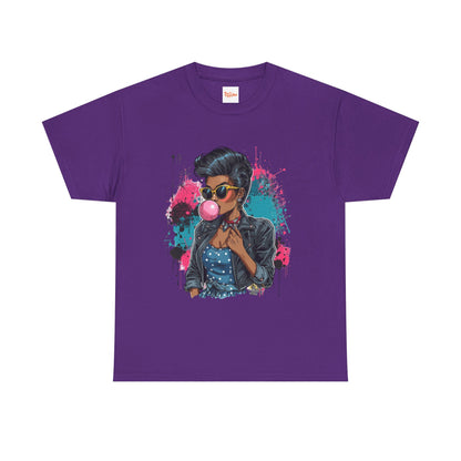 Bubblegum Pop Tee — African American Woman Graphic Paint-Splatter Design