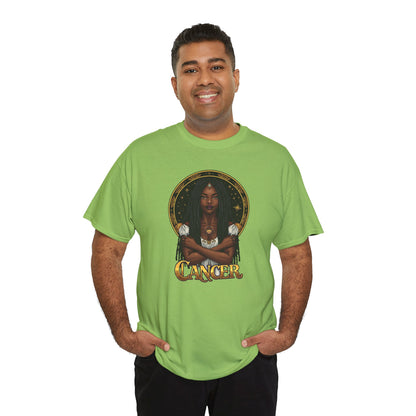 Cancer Zodiac T-Shirt — Art Nouveau African American Woman with Crab Graphic