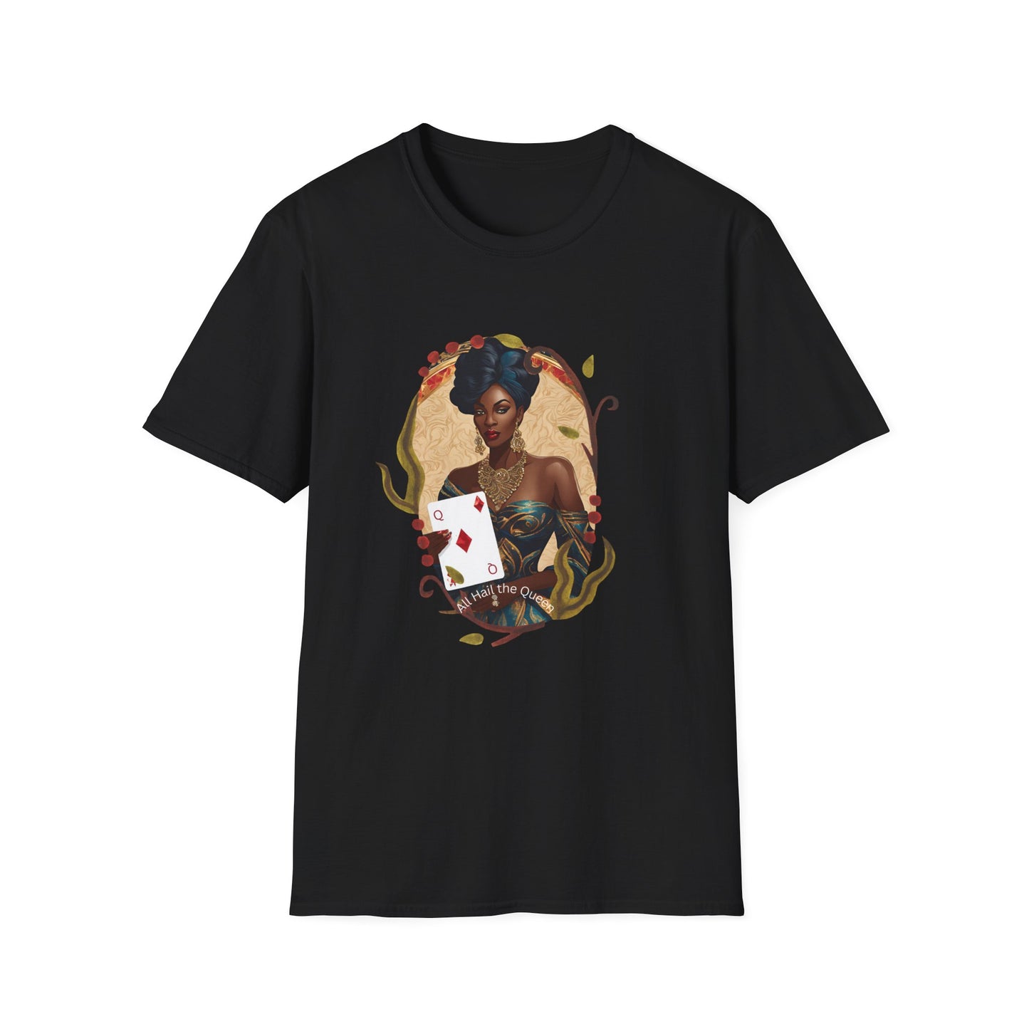 Diamonds Playing Cards Unisex T-Shirt - All Hail the Queen Design