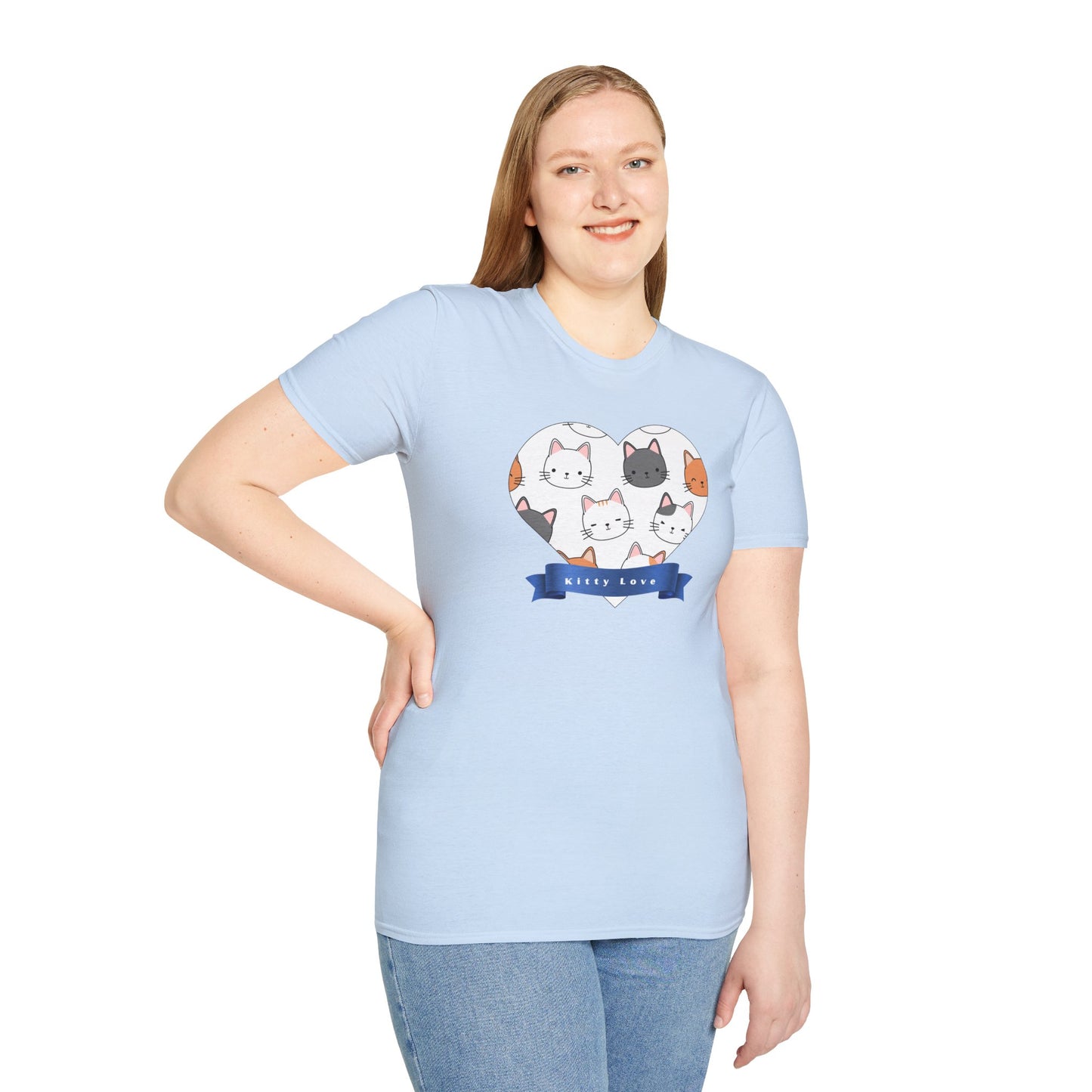Cat Faces Unisex T-Shirt with Kitty Love Graphic