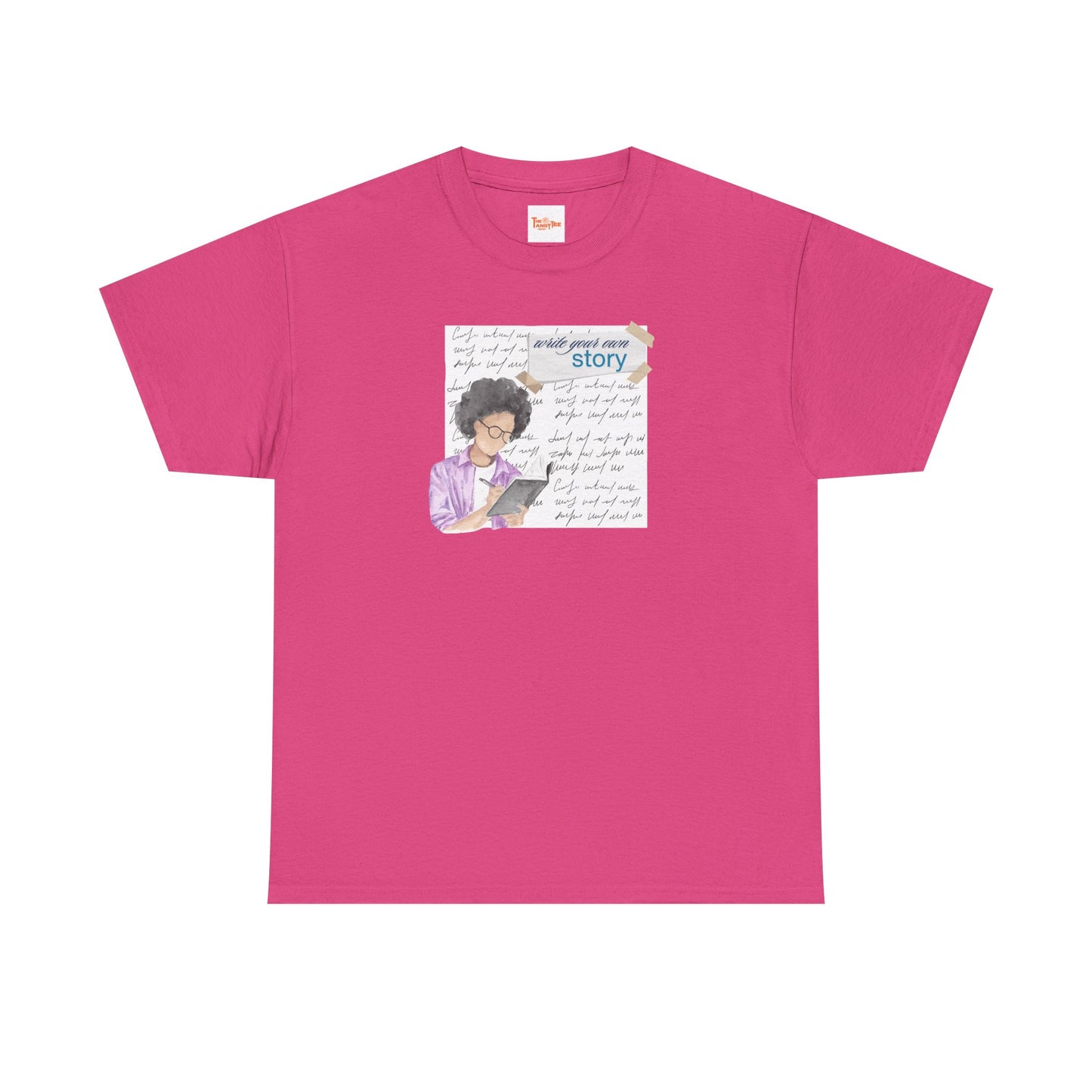 Journal Tee - Write Your Own Story, Black Woman Writing Graphic