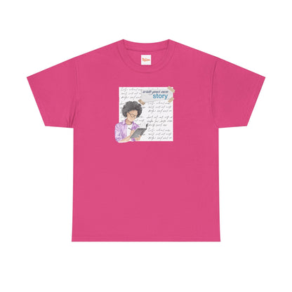 Journal Tee - Write Your Own Story, Black Woman Writing Graphic