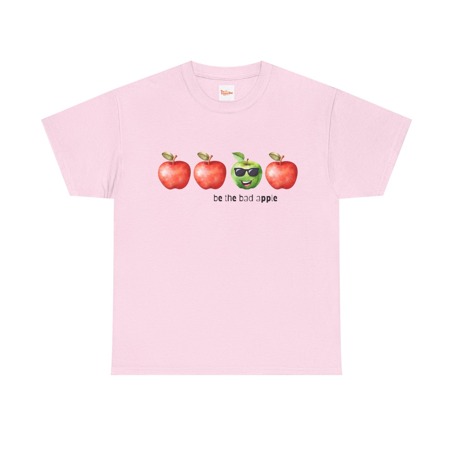 Graphic Unisex Tee - Be the Bad Apple, Three Red Apples and One Green Apple with Sunglasses