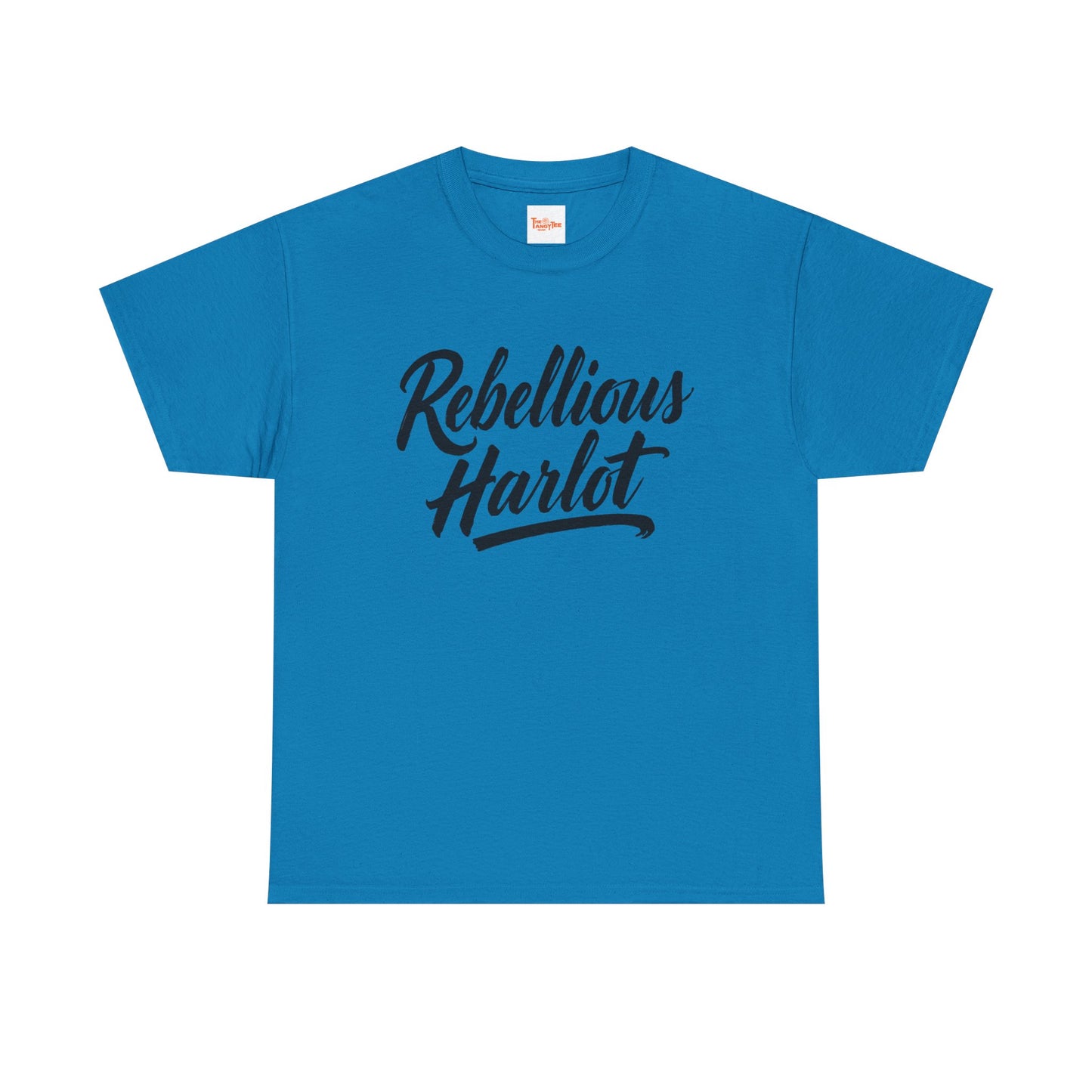 Rebellious Harlot Tee — Bold Script Graphic T-Shirt