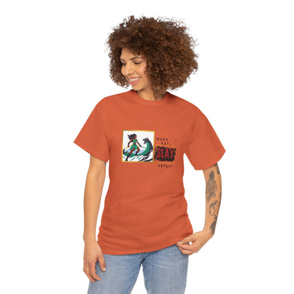 Wake Eat Slay Repeat Unisex Tee - Black Woman Sea Monster Graphic
