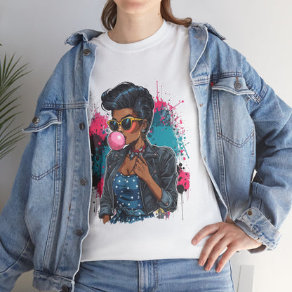 Bubblegum Pop Tee — African American Woman Graphic Paint-Splatter Design