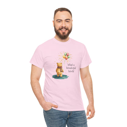 What a Wonderful World Teddy Bear T-Shirt — Balloon Sun Graphic