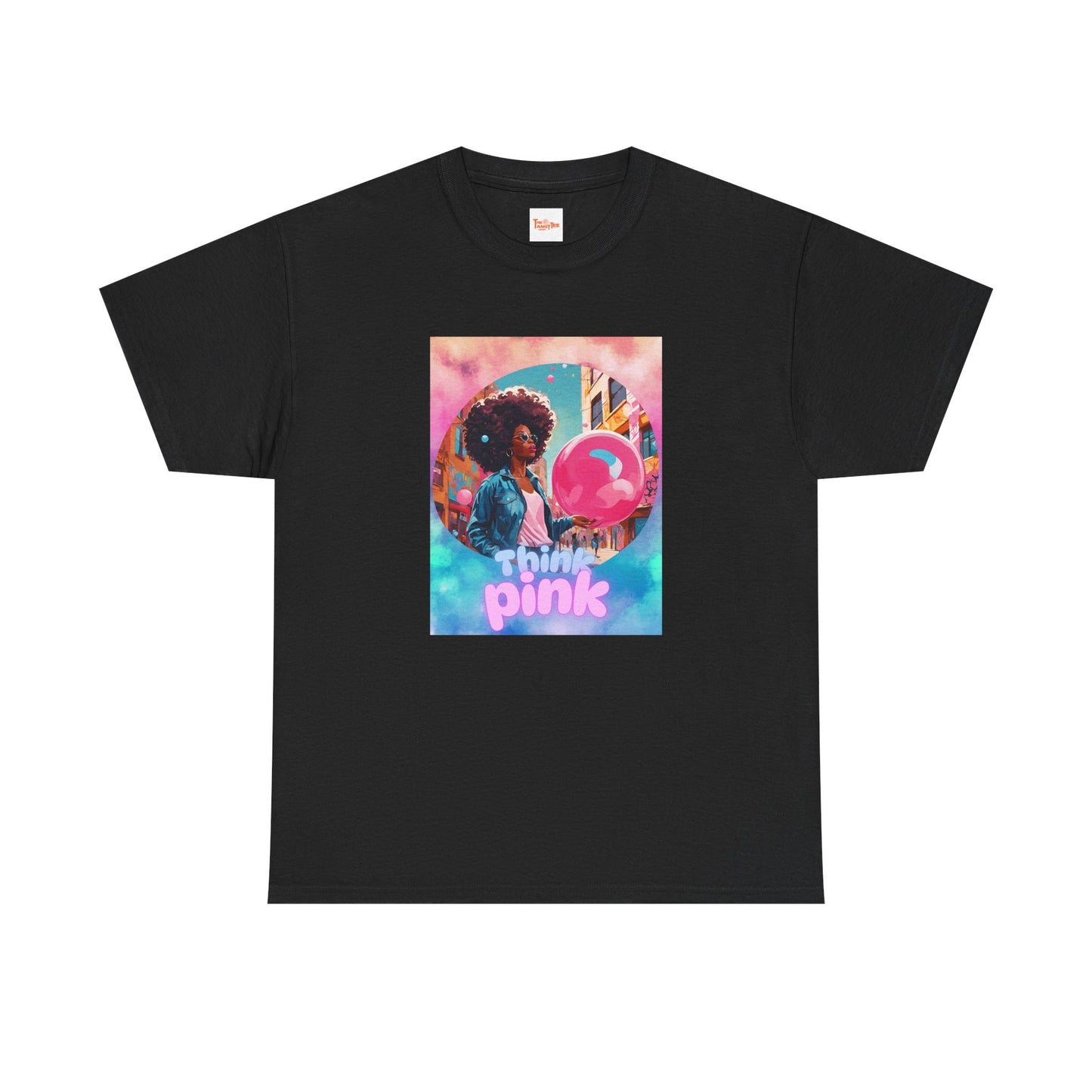 Think Pink Graphic Tee, Black Woman T-Shirt