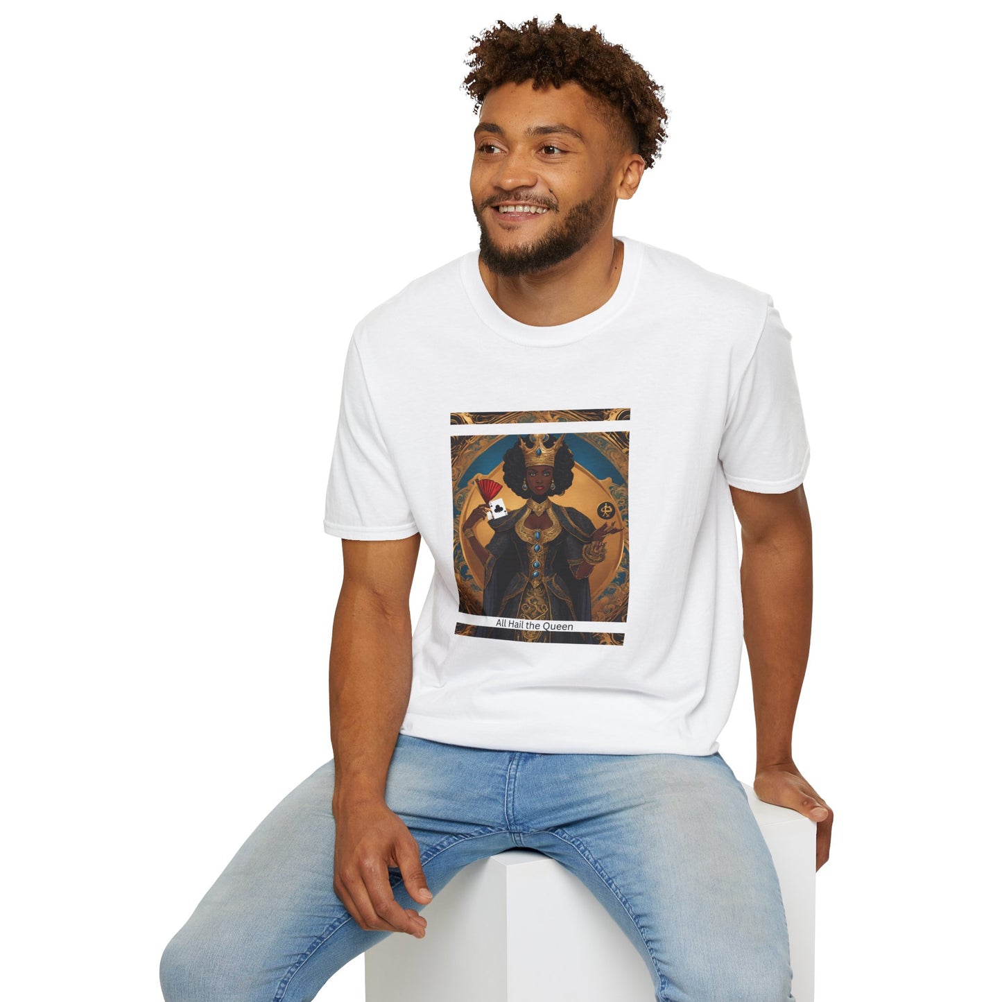 Clubs Playing Cards Unisex T-Shirt - All Hail the Queen Design
