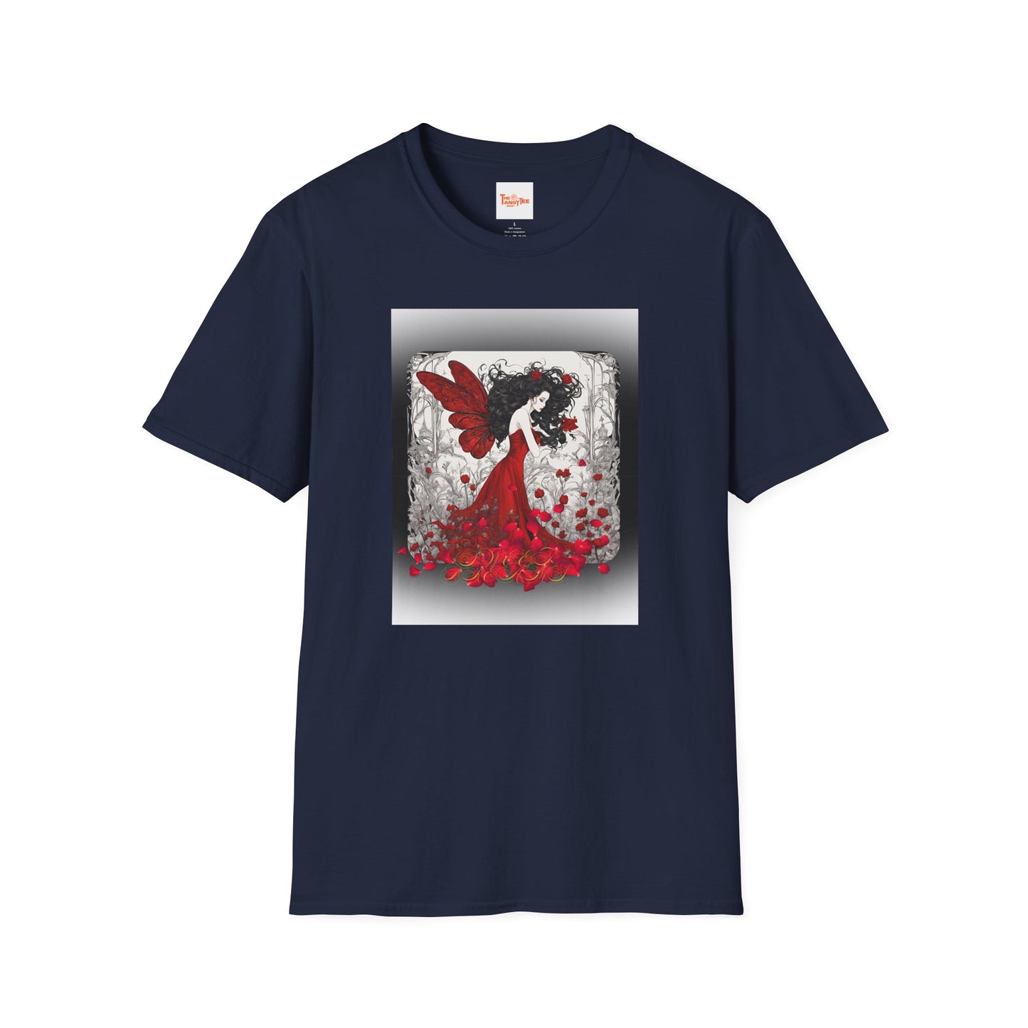 Rose Petal Dress T-Shirt — Dark-Haired Woman Graphic