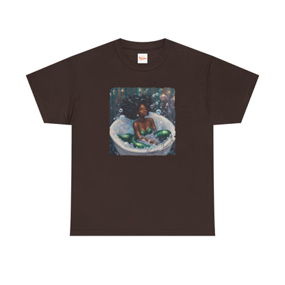 Pamper Yourself Black Mermaid Tee — Relaxing Bathtub Graphic