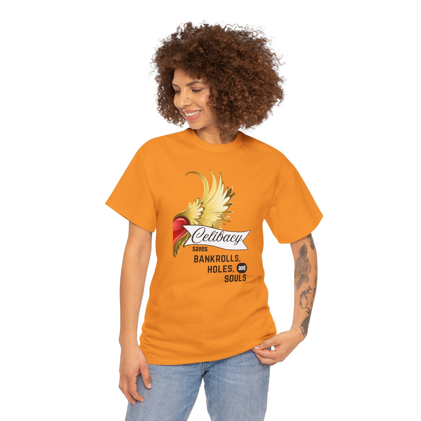 Celibacy Saves Unisex Tee with Heart Wings Graphic