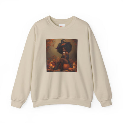 Black Witch Pumpkin Spice Latte Sweatshirt, Halloween Crewneck Jumper