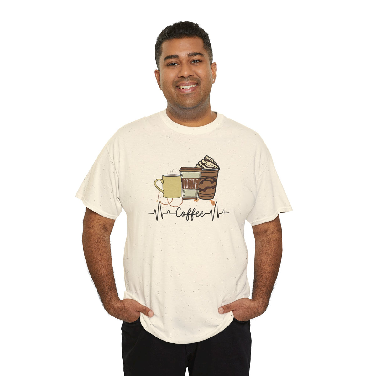Coffee Stat T-Shirt — Graphic Tee Featuring Three Coffee Drinks