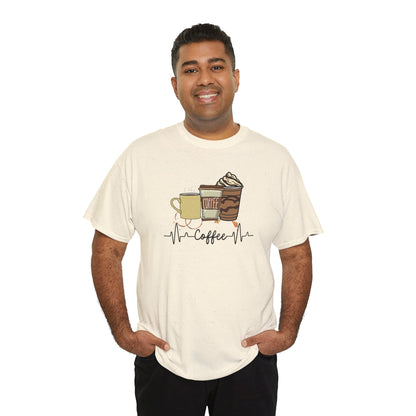 Coffee Stat T-Shirt — Graphic Tee Featuring Three Coffee Drinks