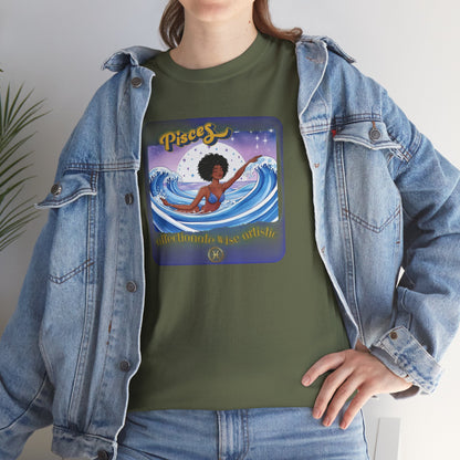 Pisces Zodiac Tee — African American Woman Swimming Graphic with Pisces Traits