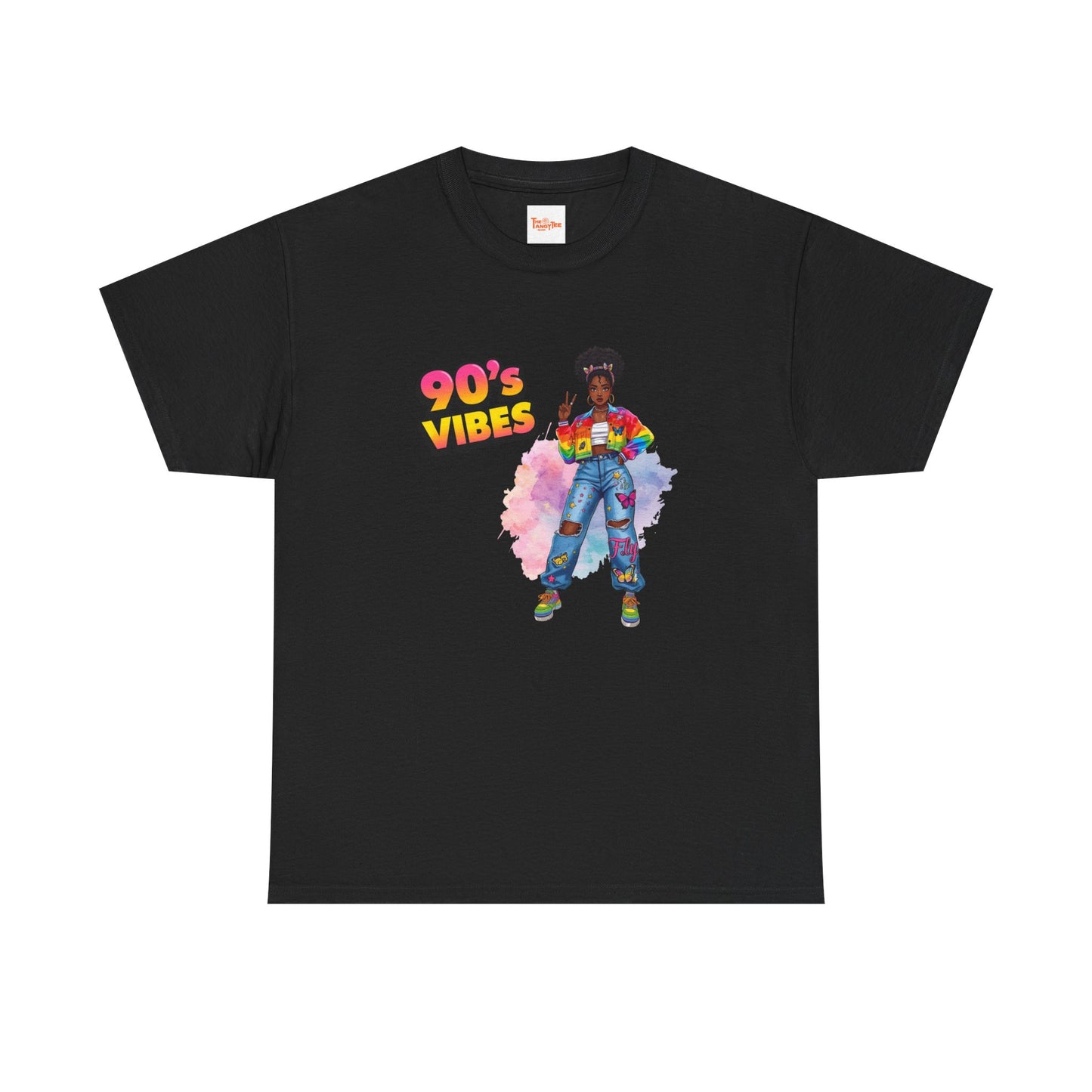 90s Paint-Splattered Black Girl Graphic Tee — Retro Streetwear Vibe
