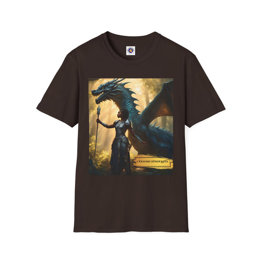 Strength Warrior T-Shirt - Black Woman with Dragon Ally