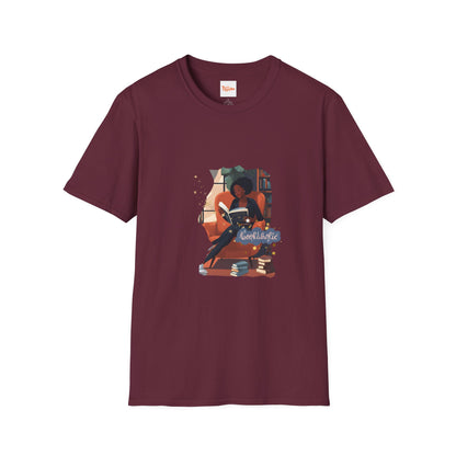 Bookaholic Unisex T-Shirt - Woman Reading in Chair Graphic