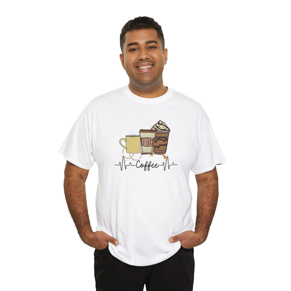 Coffee Stat T-Shirt — Graphic Tee Featuring Three Coffee Drinks