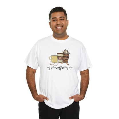 Coffee Stat T-Shirt — Graphic Tee Featuring Three Coffee Drinks